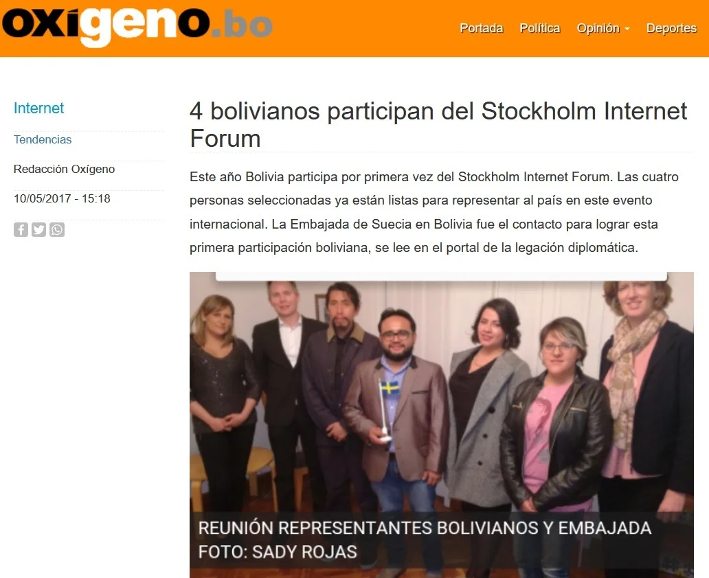 Stockholm Internet Forum Bolivia